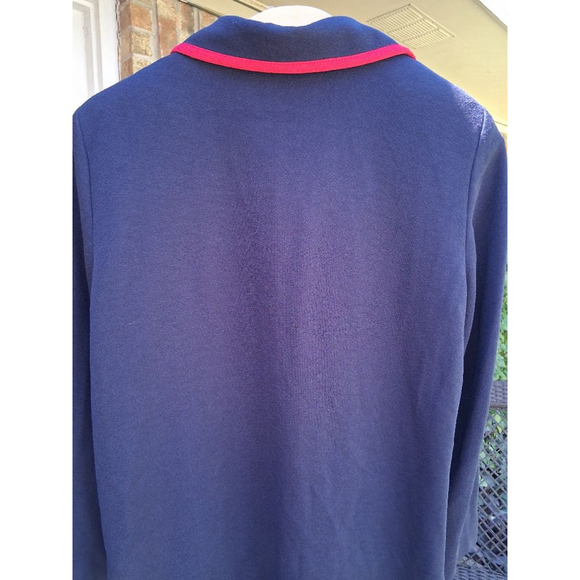 Women's Leslie Fay Petite 14P Navy Blue Red Striped 2-Piece Cardigan Set NWT - Picture 7 of 12